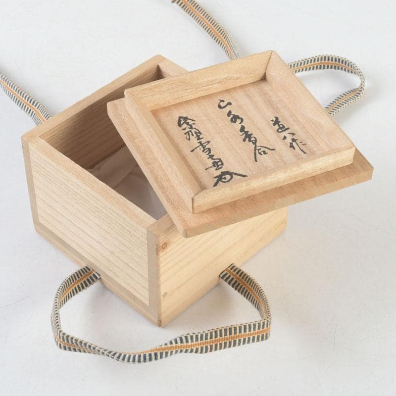 茶道具　京焼　高橋道八造　染付　山水文　香合　紫野　小田雪窓極め箱　V　9733