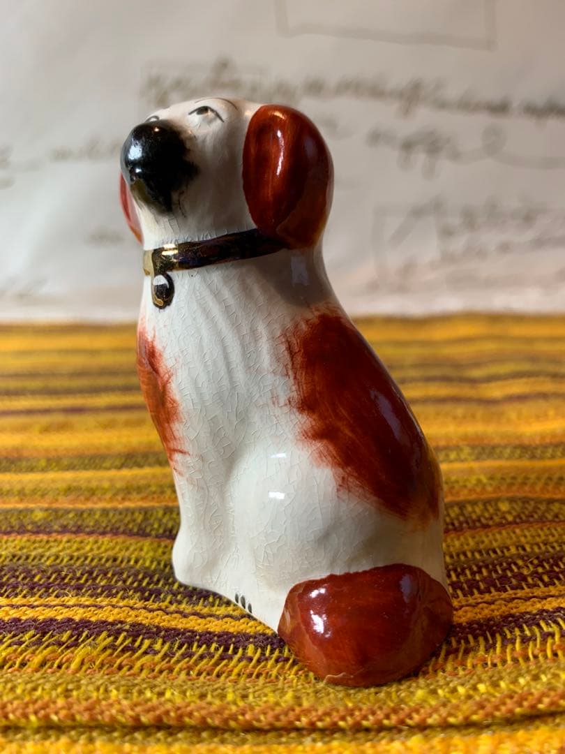 イギリス製　ビンテージのスタッフォードシャードックの可愛いミニの2匹セット！