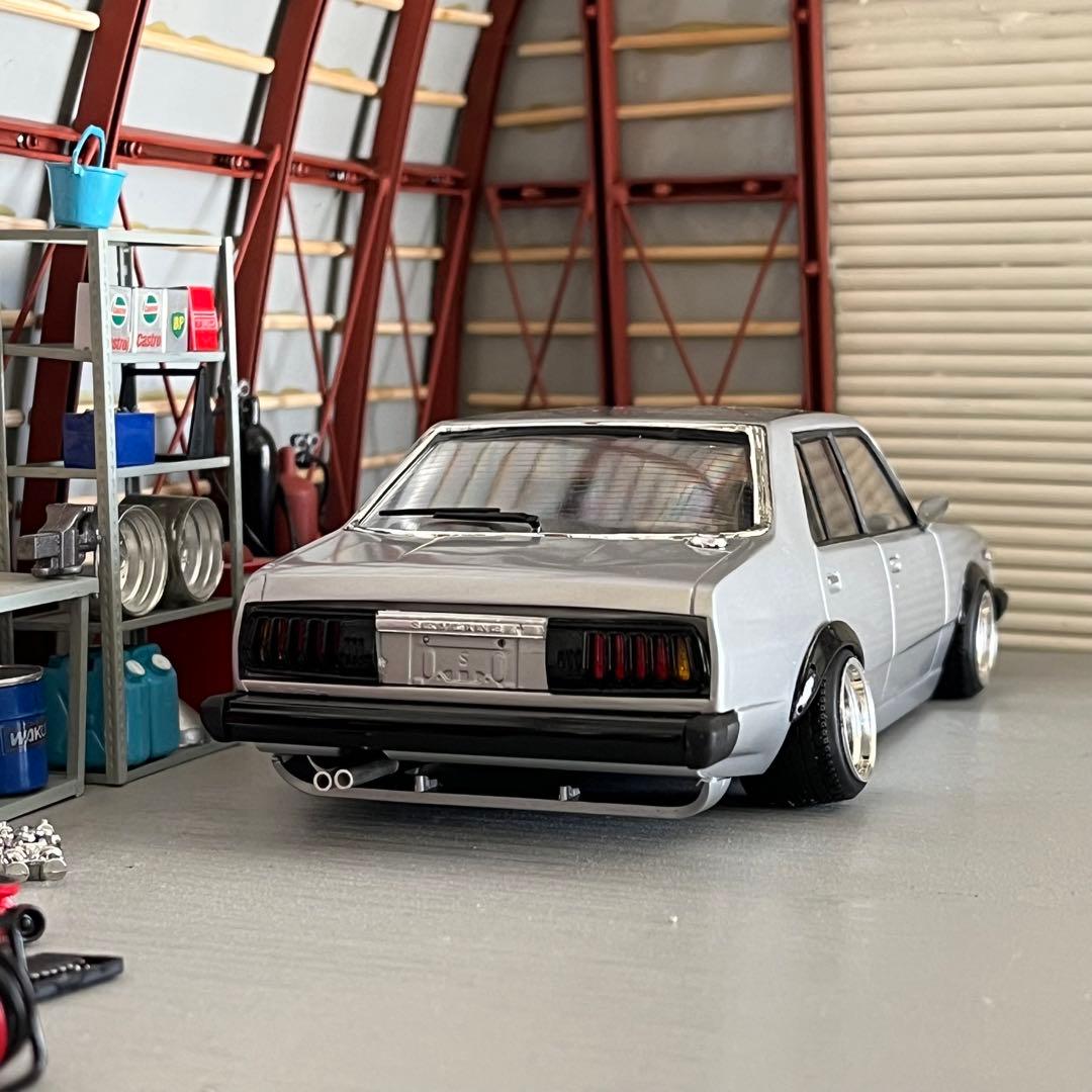 プラモデル車完成品　アオシマ　1/24  ジャパン4Dr  街道レーサー 旧車