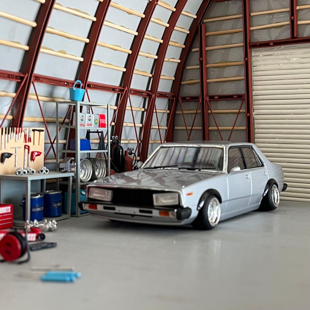 プラモデル車完成品　アオシマ　1/24  ジャパン4Dr  街道レーサー 旧車