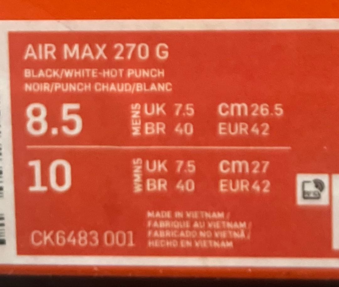 【新品】ナイキNIKEAIRMAX270G黒白26.5cmブラックゴルフシューズ