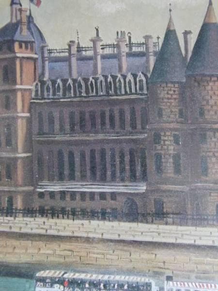 高畠達四郎、パリの裁判所、希少画集画、新品額装付、状態良好