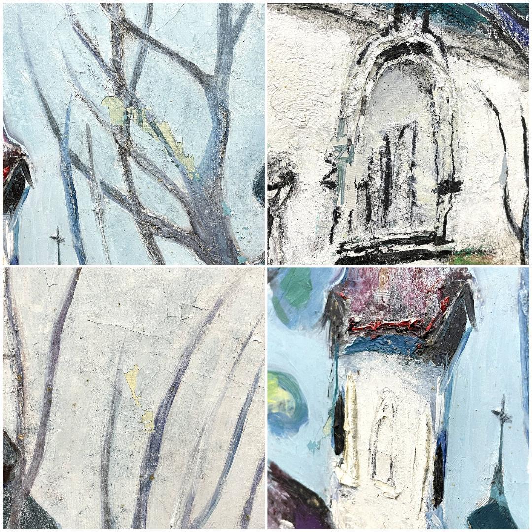 真作保証 箱根寿保『ハリスト教会のある高台』1966年作 肉筆 油彩画 15号