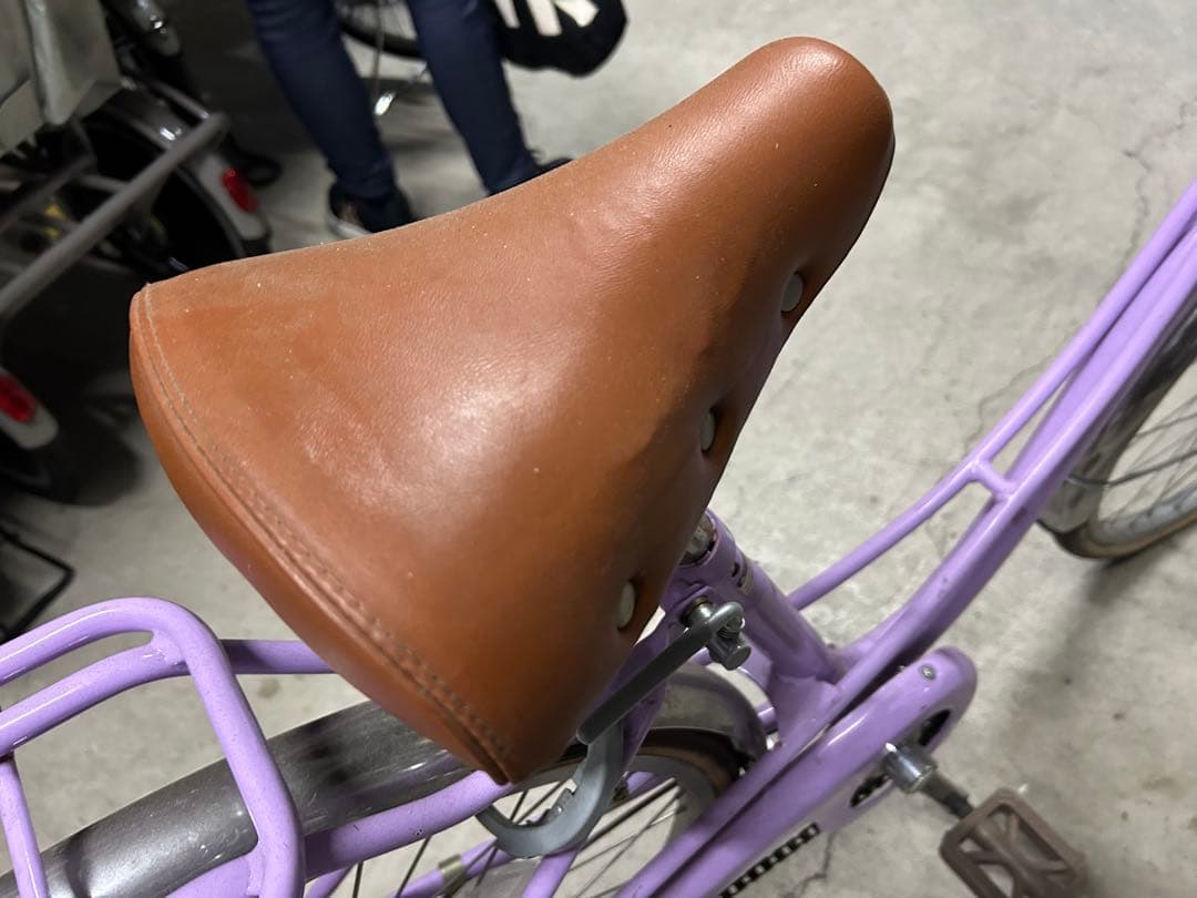 紫色シティサイクル 前カゴ付き　23区北部渡し
