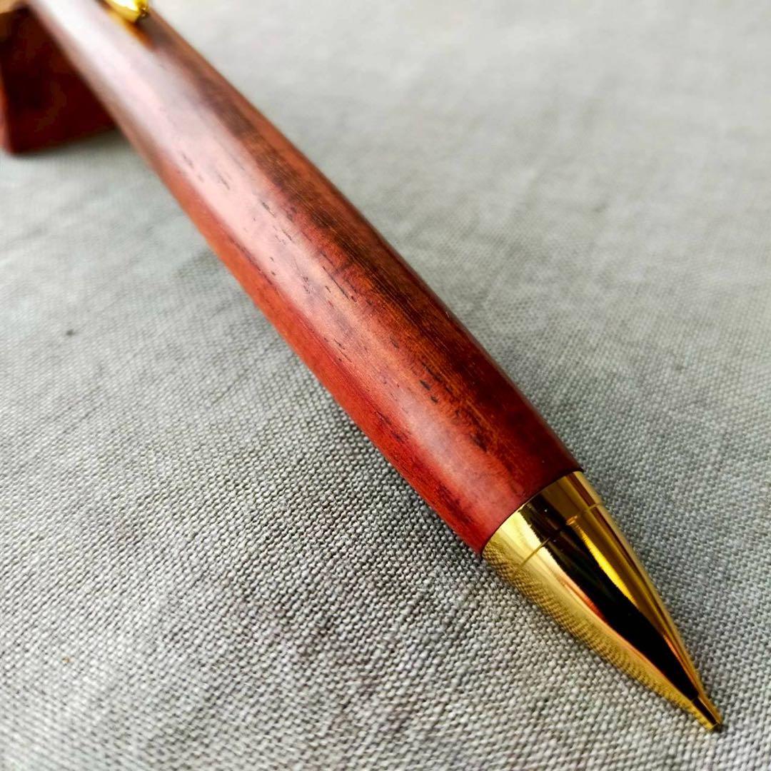 サイアミーズローズウッド　糸縮杢　ハンドメイド　木軸シャープペン　0.5mm