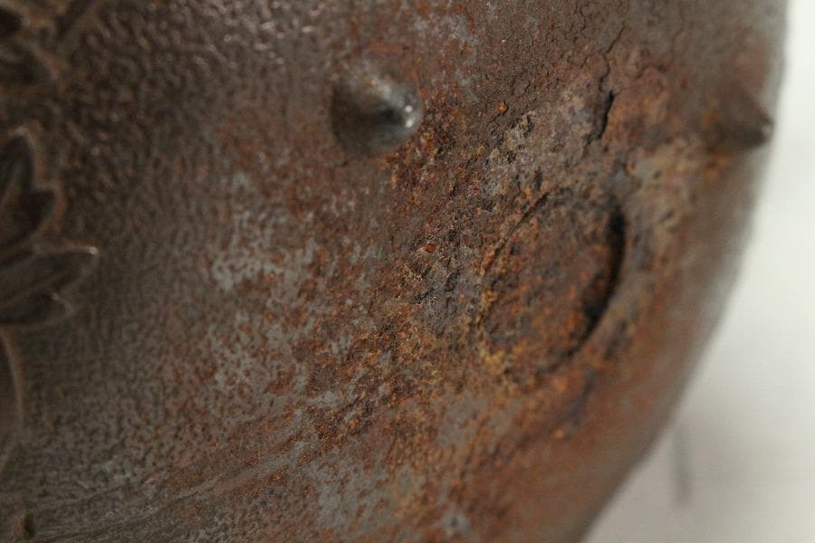 古鉄 纏枝蓮花紋 蒔絵蓋 鉄瓶 注器(K-LC688)