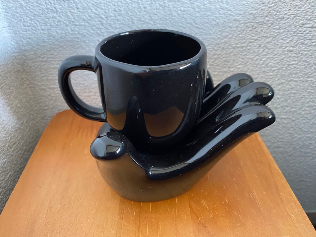 希少　レトロ　MIWA KOBO 手ノヒラ碗皿　黒　コーヒーカップ　インテリア