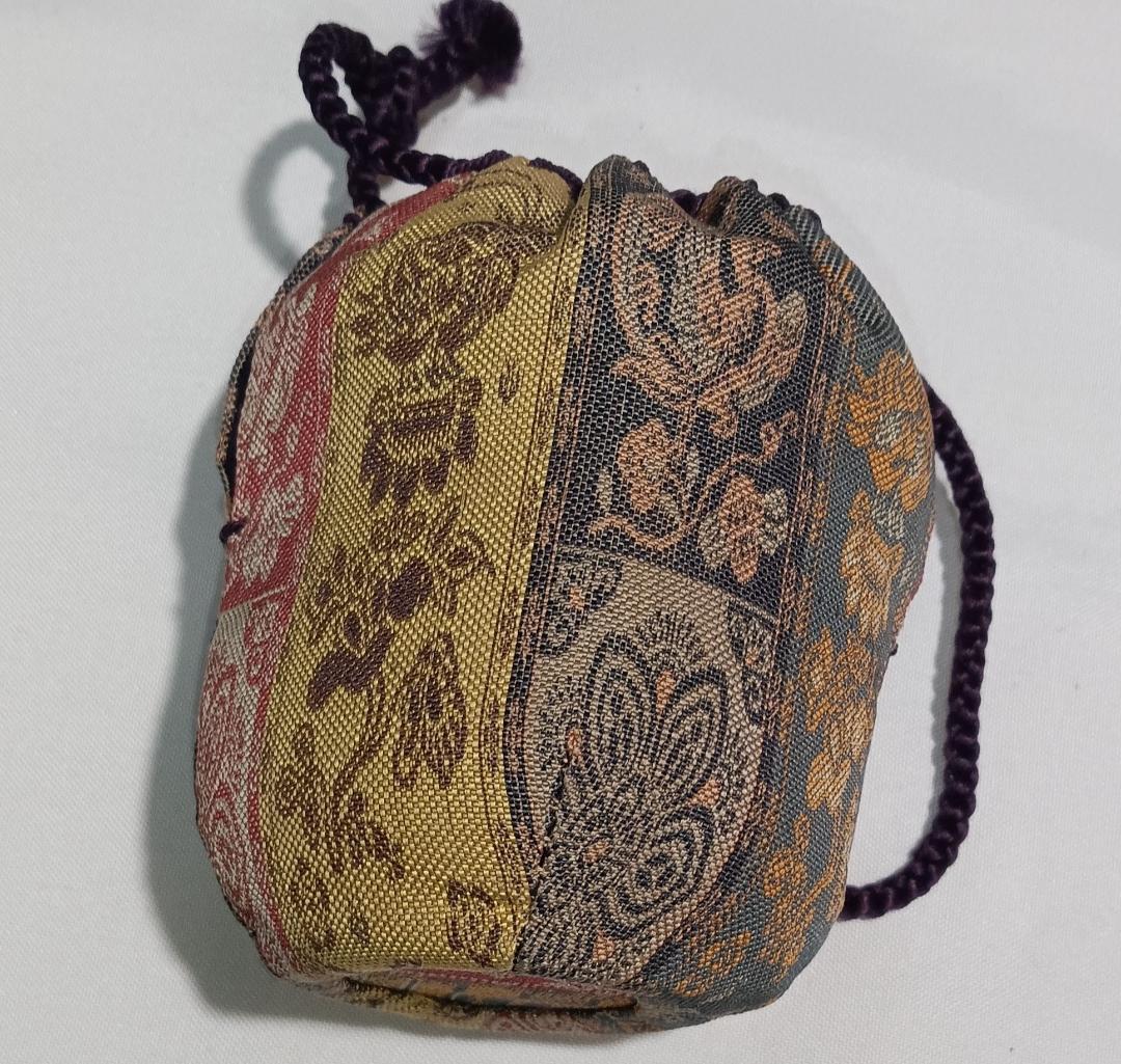 茶道具　京都嵯峨　嵯峨焼　橋本永豊作　肩衝茶入　紅牙瑞錦仕覆付　美品！！