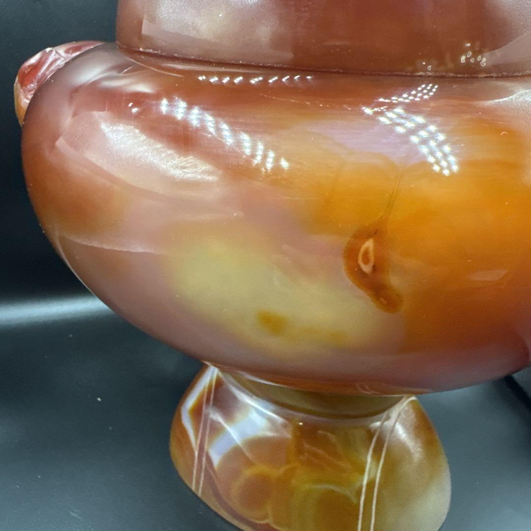 中国美術　置物　瑪瑙　メノウ　香炉 赤瑪瑙