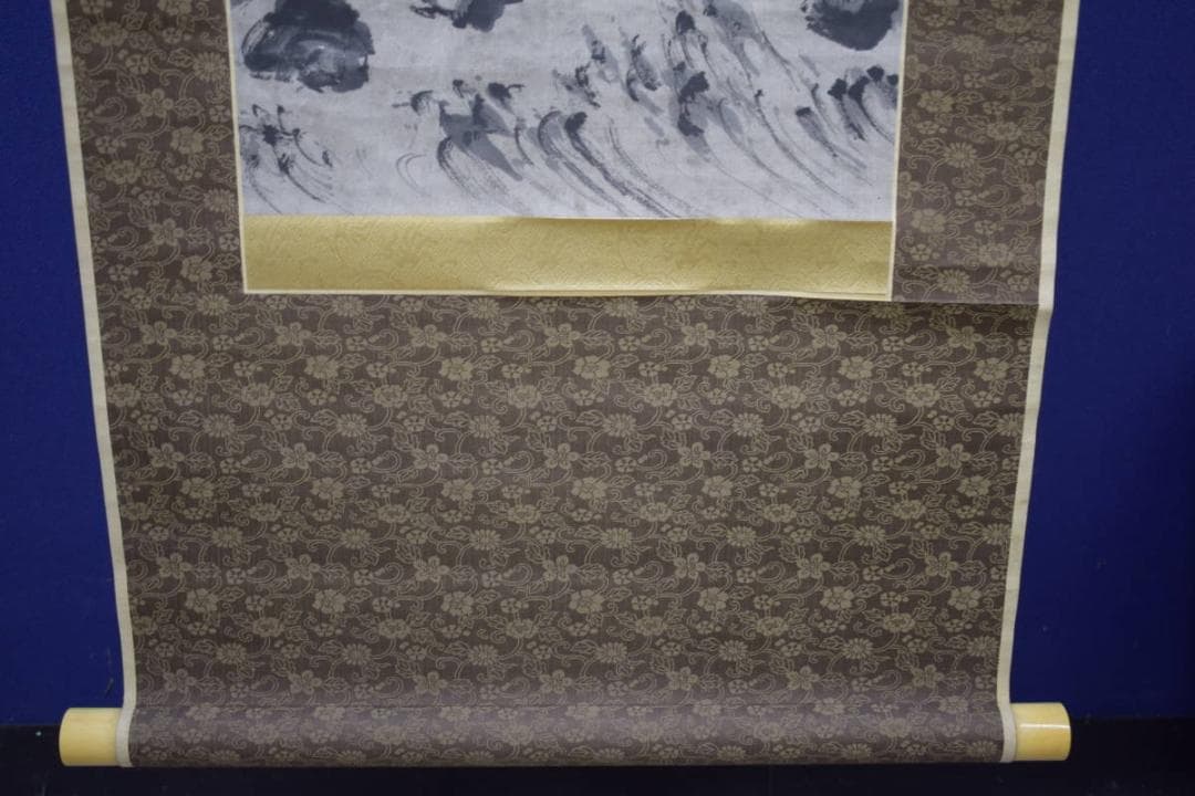 模写/浦上玉堂/寒林山水図/寒林飛瀑図/絹表装/桐題箱付/布袋屋掛軸HJ-4