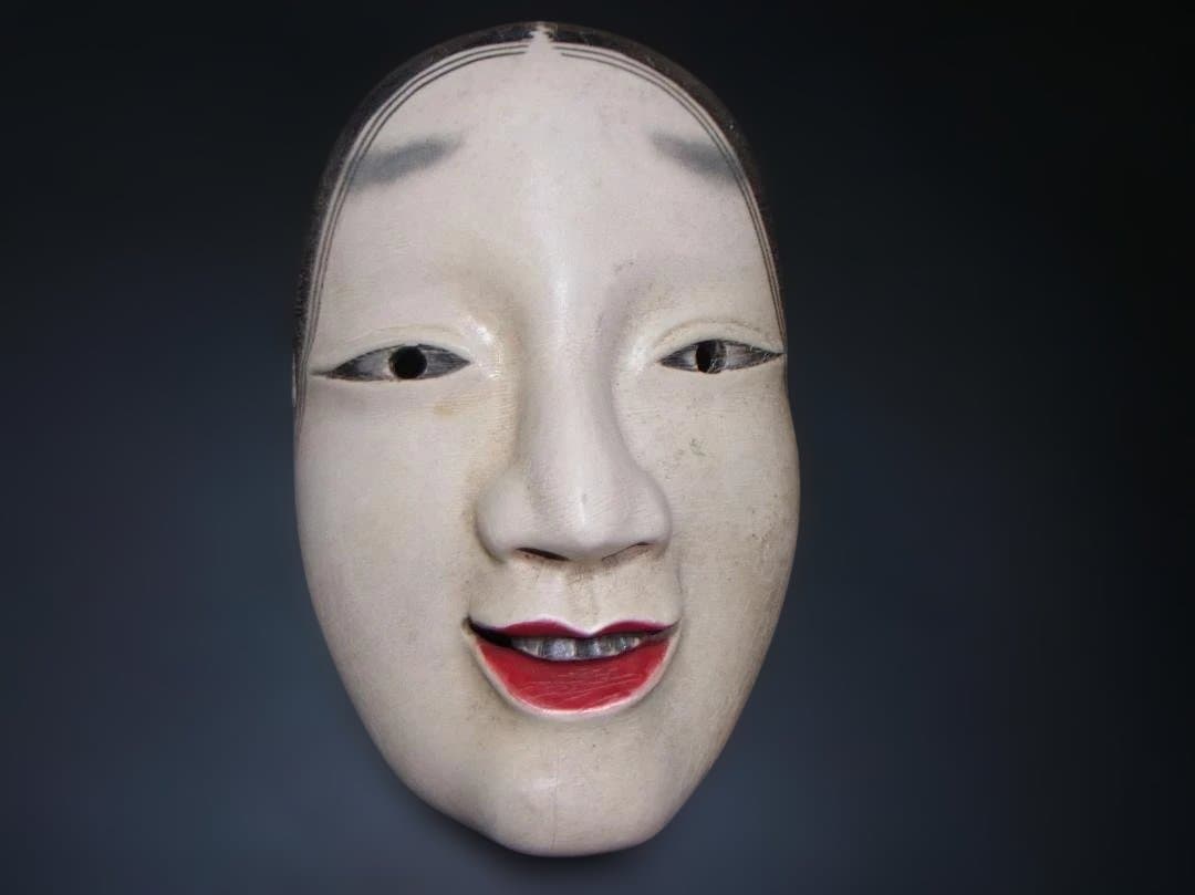 能面小面木製胡粉塗り