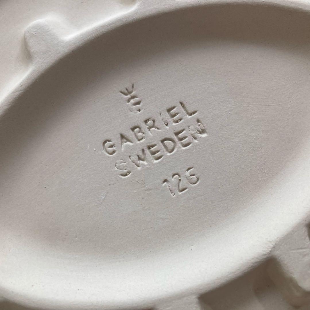 北欧ヴィンテージ　【希少】Gabrielオーバル陶板キャンドルホルダー＆リボン