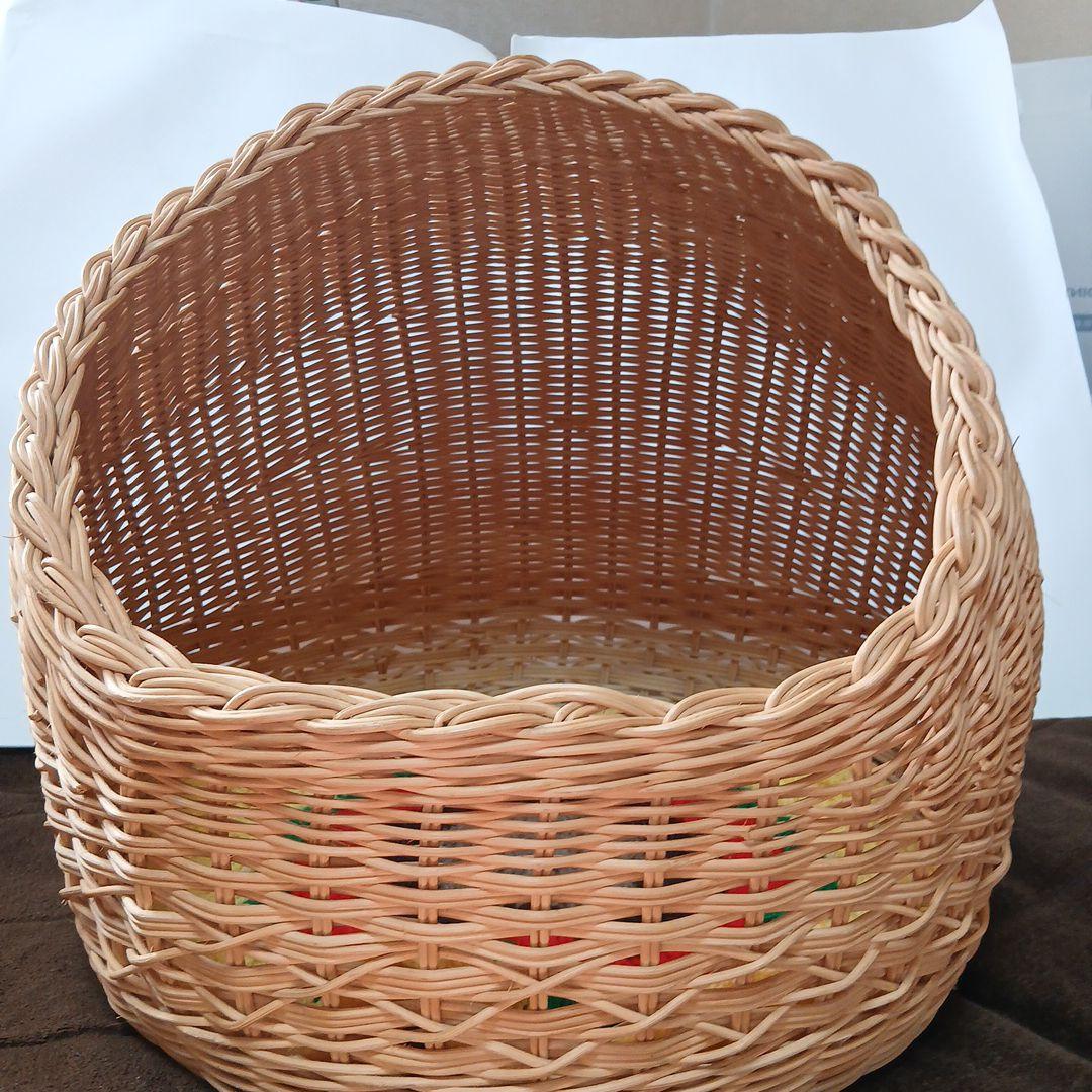 ねこちぐら。籐。手作り。昭和レトロ。