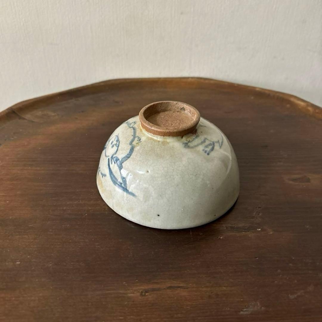 古い染付兎茶碗　うさぎ　ウサギ　骨董　柳宗悦　民藝　青山二郎　白洲正子　検:李朝