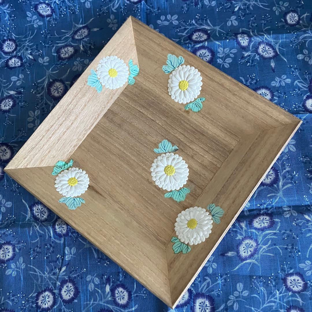 茶道具 菊置上 桐生四方盆 菓子器 香盆