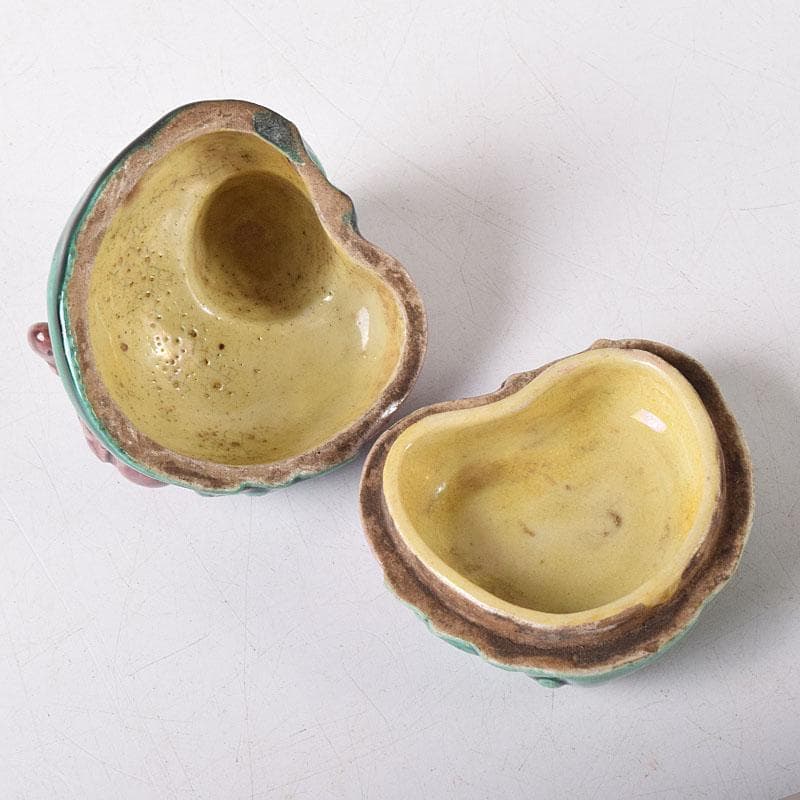 茶道具　九谷焼　九谷岩花造　色絵　獅子　香合　共布　共箱　V　R8226