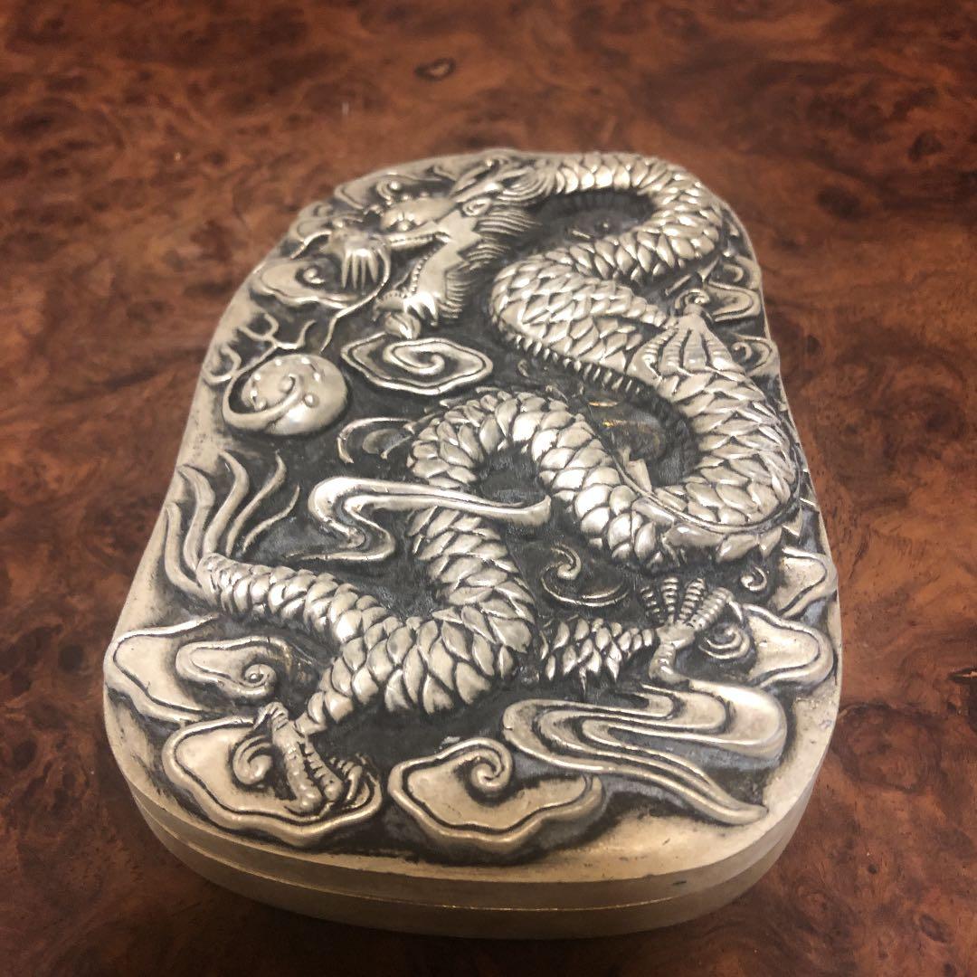 中国　銀製硯　烏銀　古董品？！