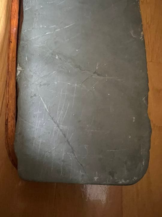 唐硯　古緑端渓硯 すずり 硯石 木台付き