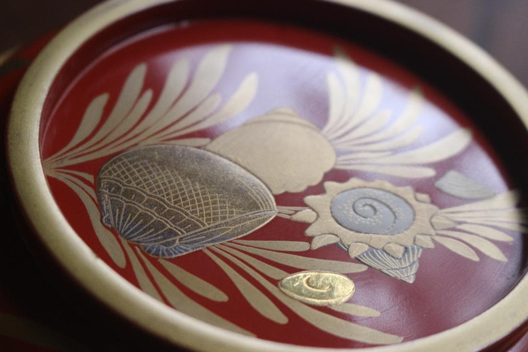 時代逸品！時代金縁朱漆に極上貝尽くし蒔絵の映えるお椀2点（検輪島塗雑煮椀