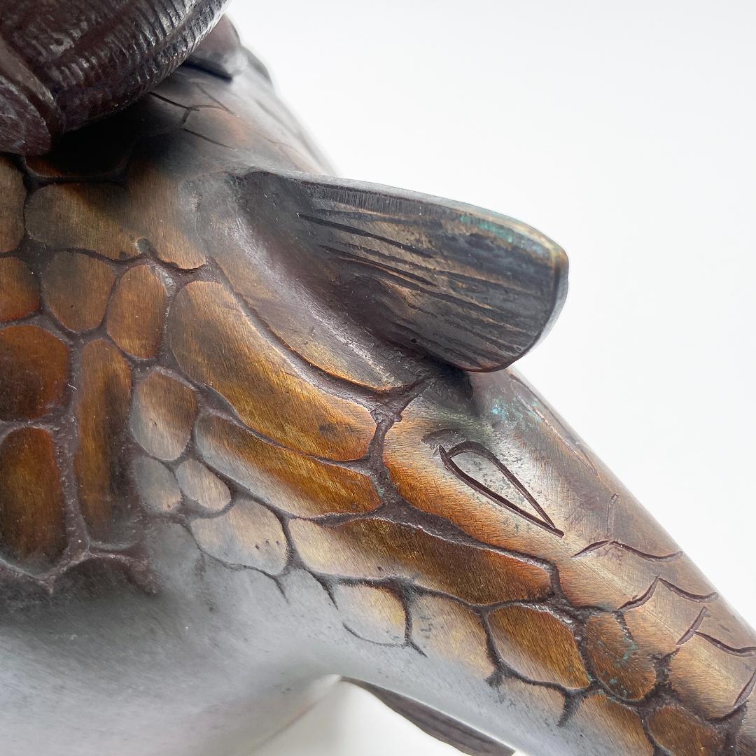 希少 高村泰正 作 唐銅製 河豚 恵比寿様 のったり 置物