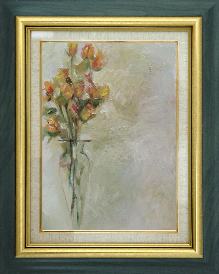 油絵 菅家令子 絵 絵画 インテリア uF6-113402 花 ばら