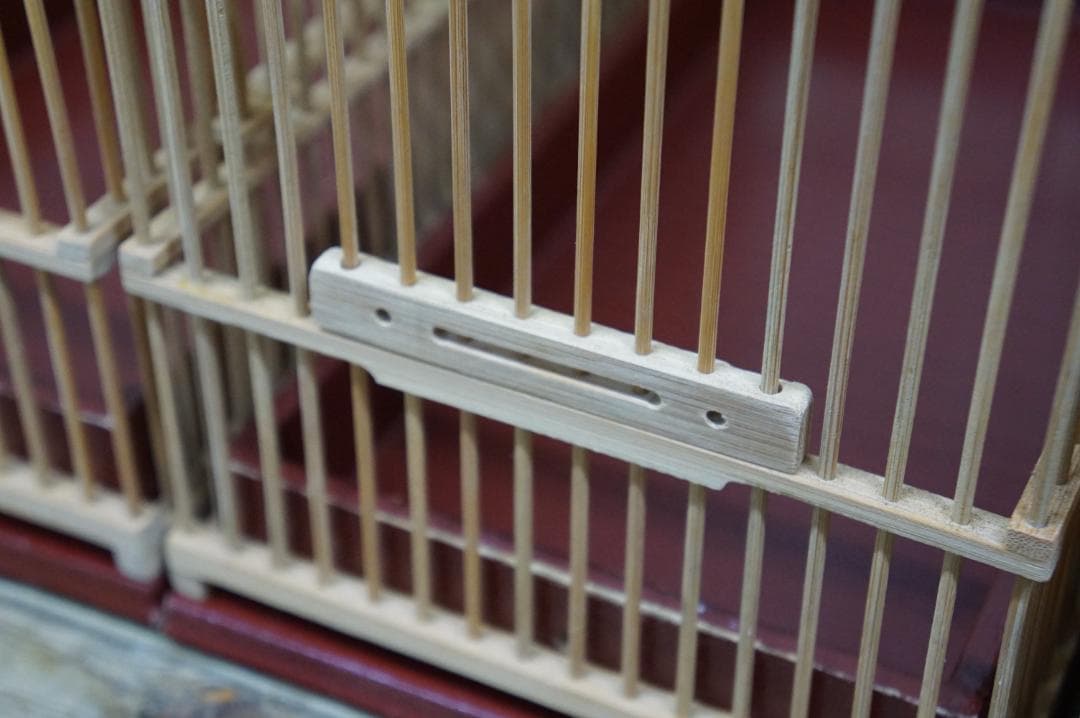 品評会用 桐箱付き 4点 30㎝ 竹籠 メジロ 鳥 鳥かご 状態良好 鑑賞籠 篭