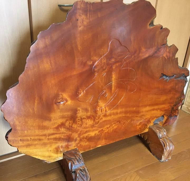 一枚板　トラ彫り物　アンティーク　インテリア