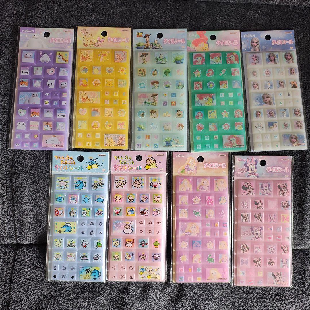 9枚まとめ売り！タイルシール たまごっち てんしっち ディズニー シール交換