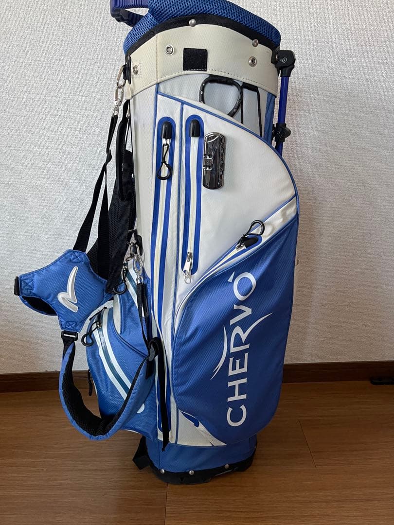 シェルボ CHERVO スタンドキャディバッグ 軽量 ホワイト×ブルー