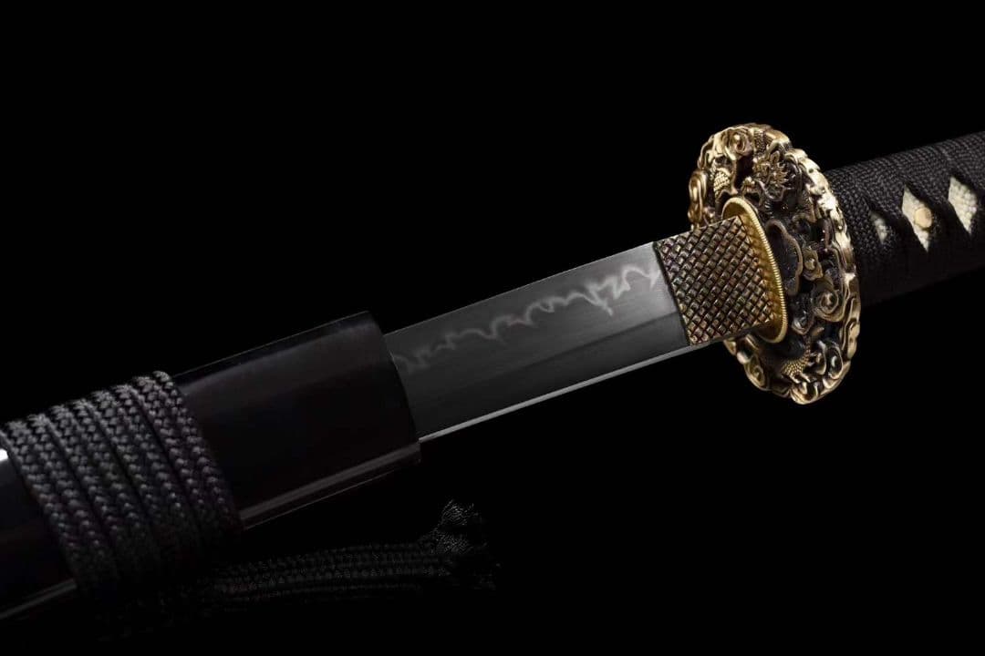 銅装鎏金銀精彫T 10焼刃『雲龍打刀』武具 刀装具　日本刀　模造刀  居合刀