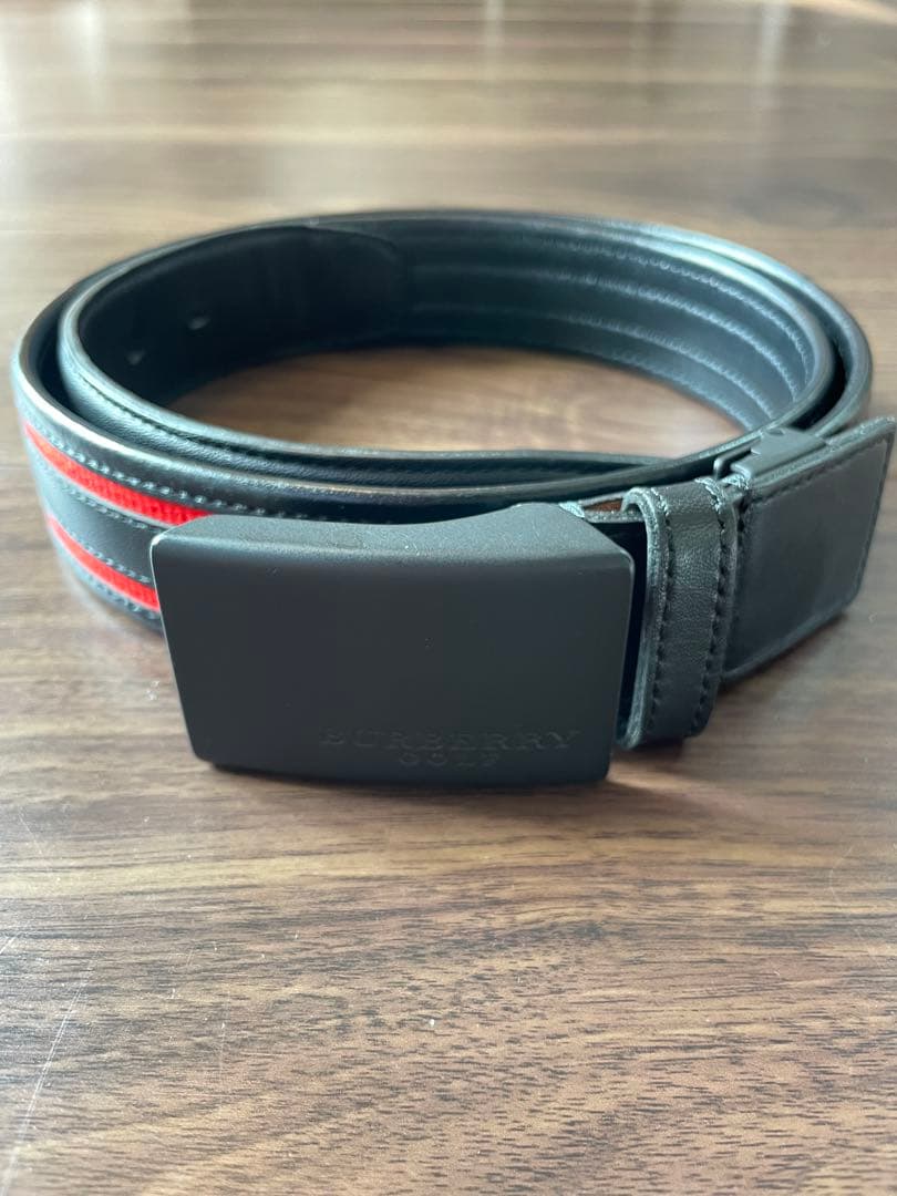 BURBERRY GOLF レザー ベルト ブラック/レッド