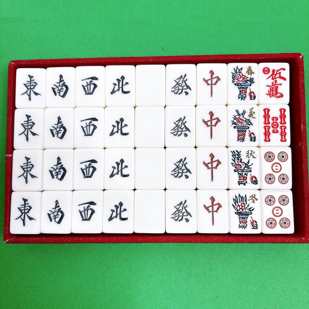 ミズノ　丸一　麻雀牌　背緑　三本羽　一索　飛龍 金彩