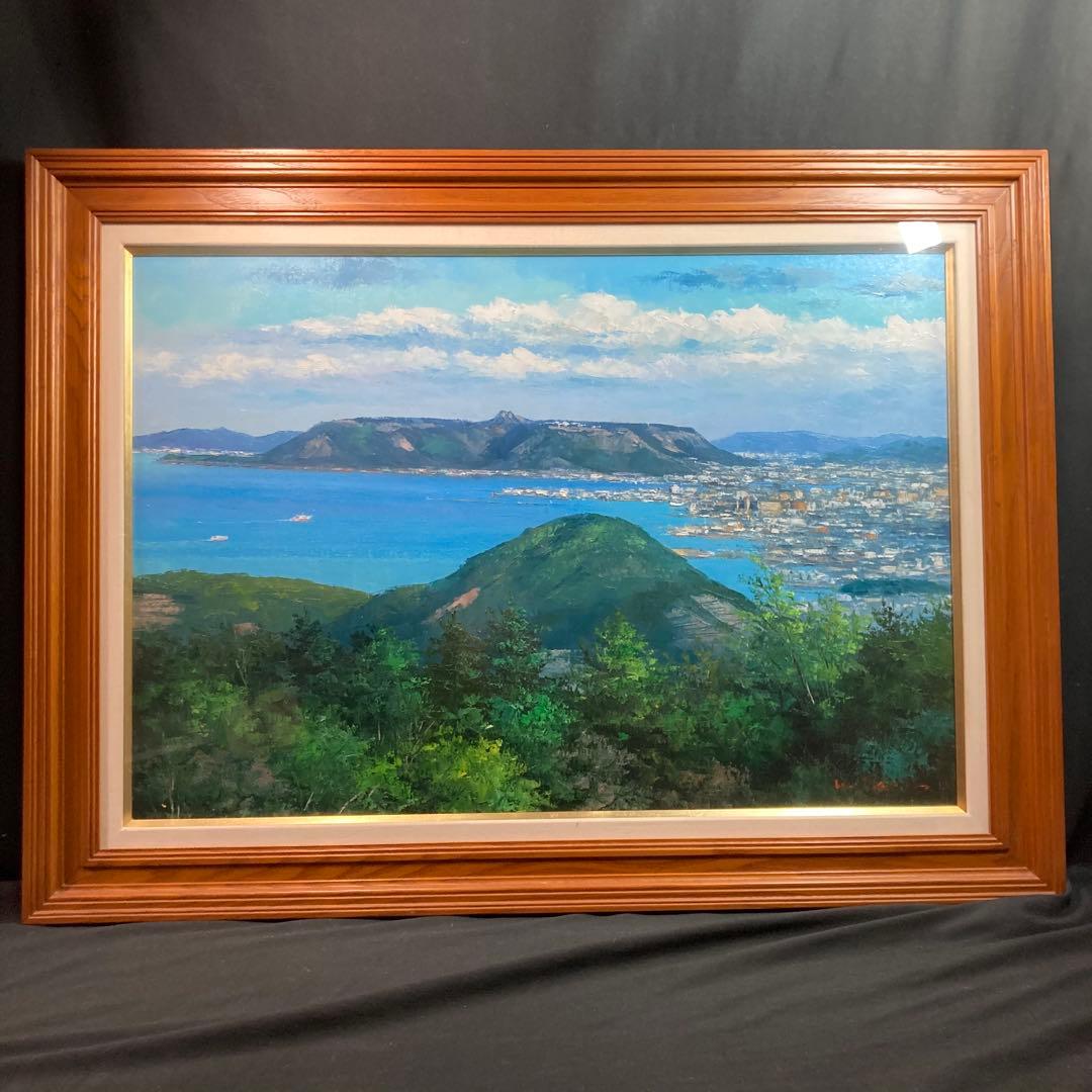 肉筆【美品】西条巧作 『高松五色台より屋島』