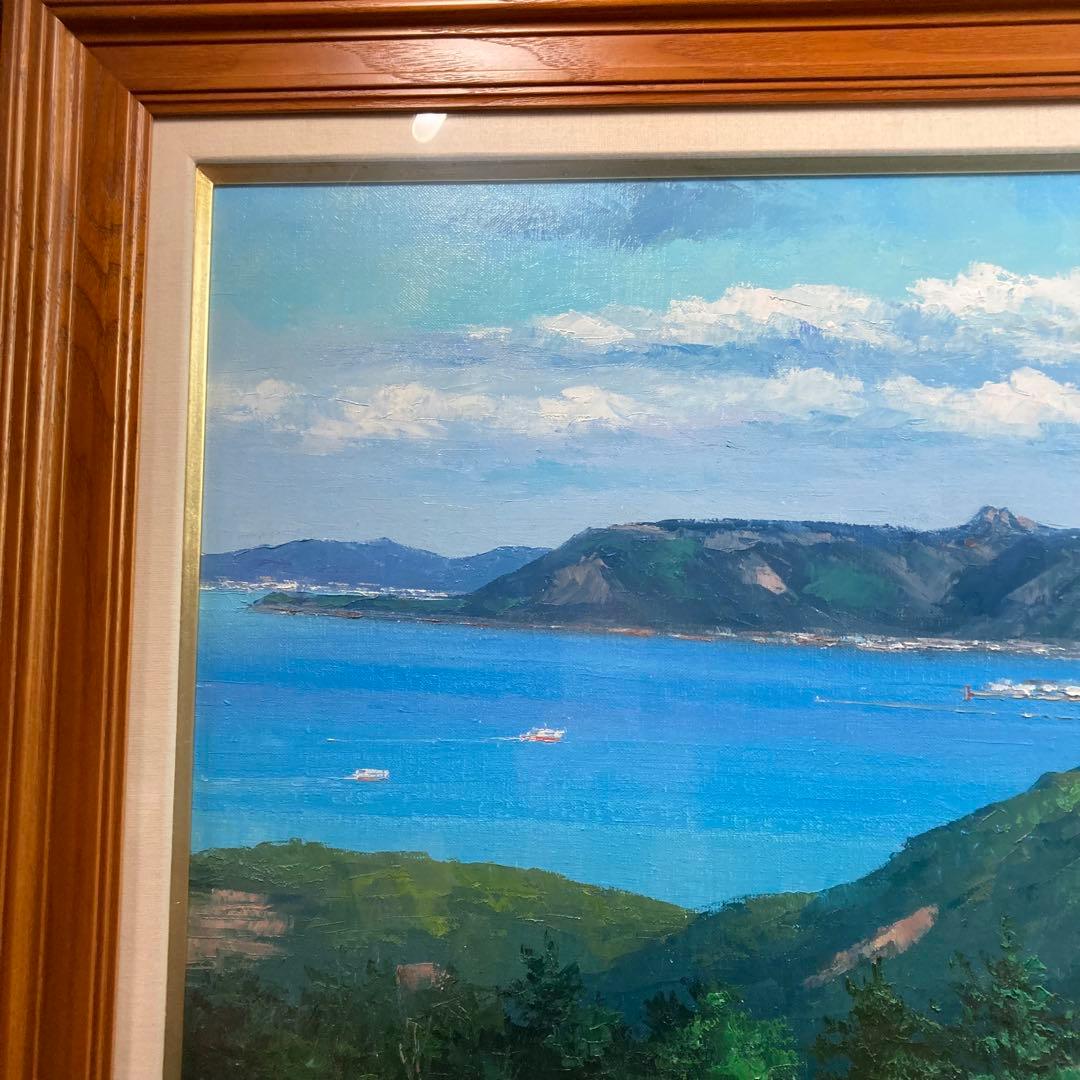 肉筆【美品】西条巧作 『高松五色台より屋島』