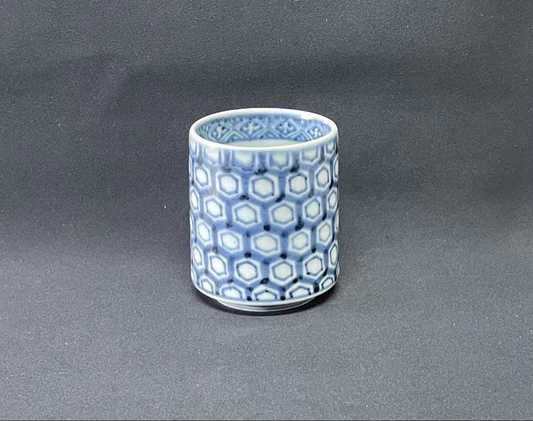 亀甲紋 古伊万里 幾何学文 覗き のぞき 猪口 希少 2