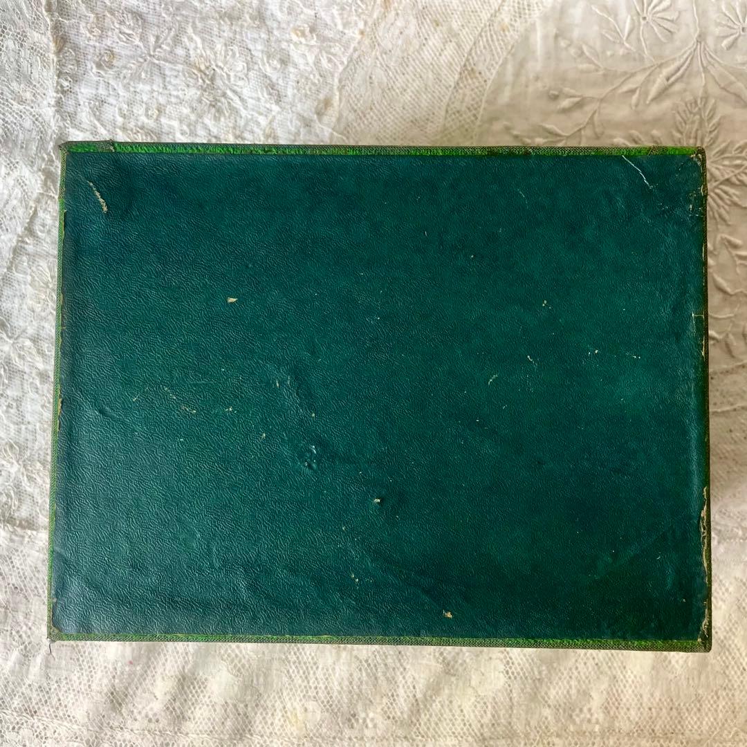 ベルベットメルスリーボックス　ジュエリーケース　グリーン水色フランスアンティーク