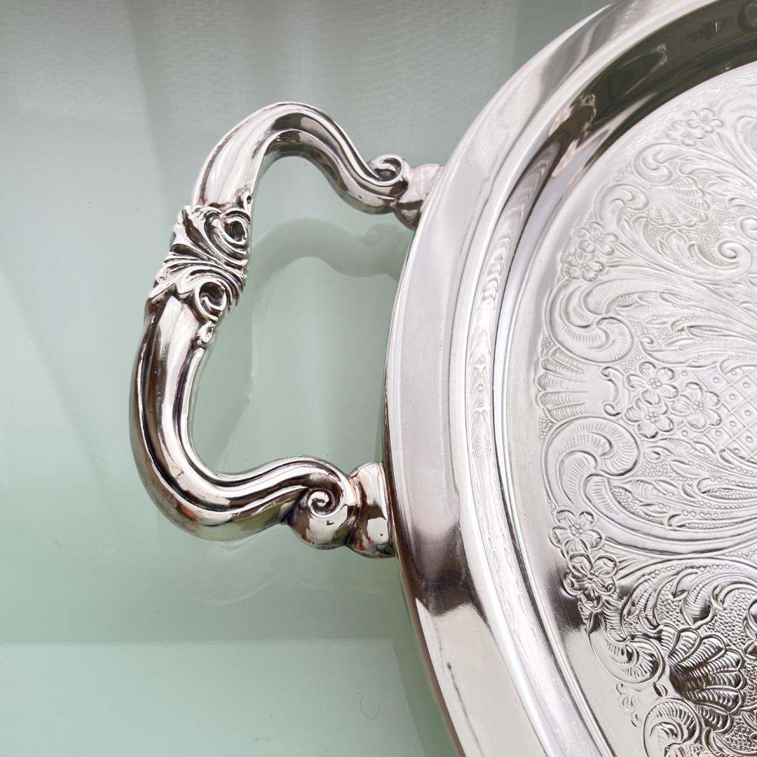 【ビクトリアン】ドリンクトレー / ギャラリートレー【シルバープレート】33cm