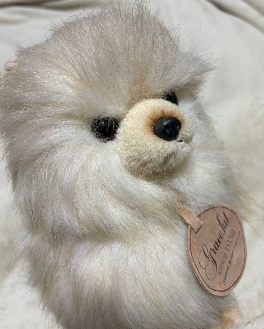 犬　三英　スピッツ　ポメラニアン　ぬいぐるみ　ベージュ