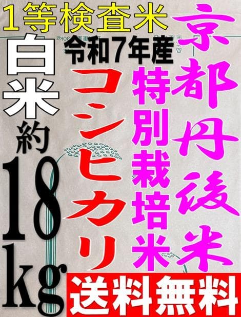 一等検査 特別栽培米 令和7年産 京都 丹後 コシヒカリ 白米 約18kg