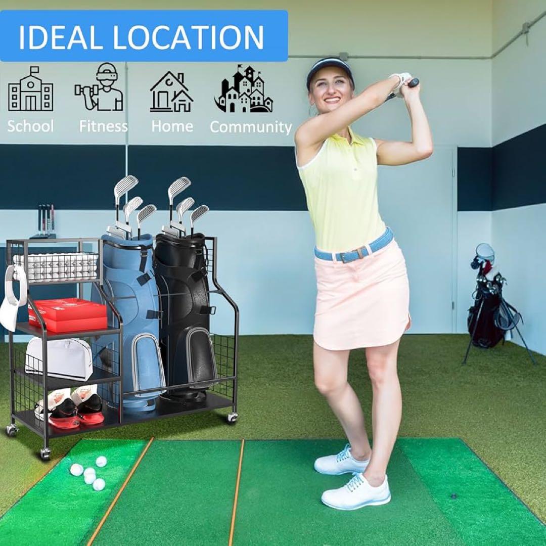 ゴルフ収納ラック ゴルフバッグオーガナイザー ガレージ用 ゴルフクラブホルダー