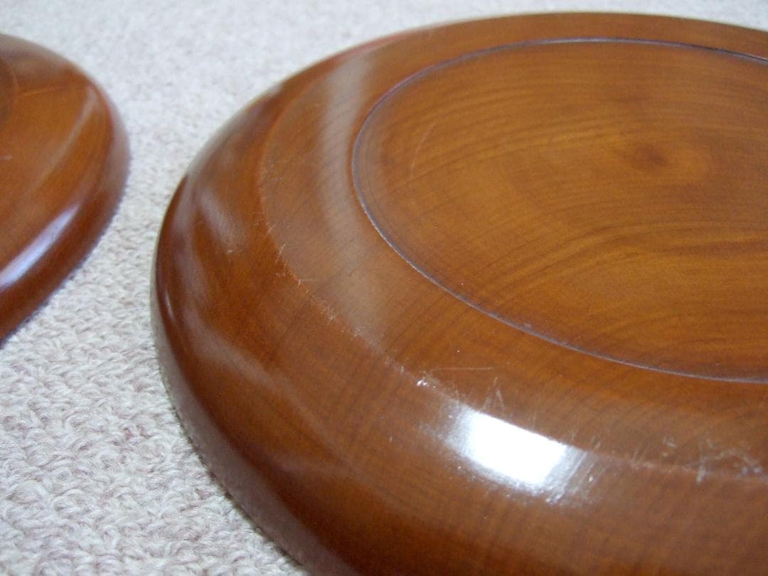 木製彫刻 お盆 丸盆 直径28cm 5枚組