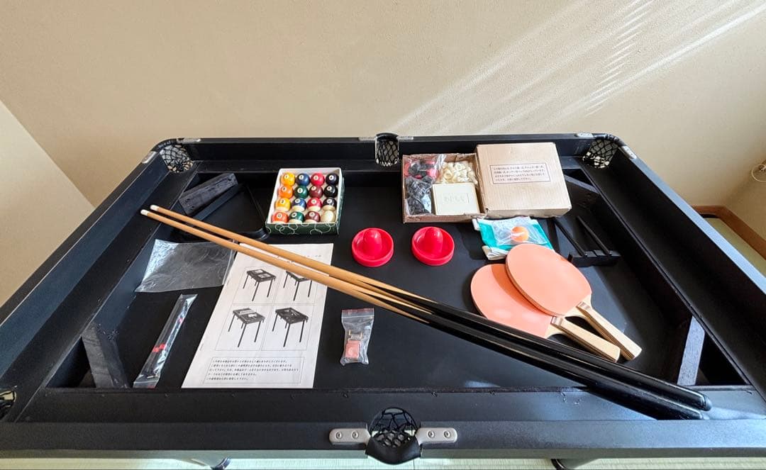 ファミリー&スポーツゲームテーブル ビリヤード 卓球 ホッケー チェス 4in1