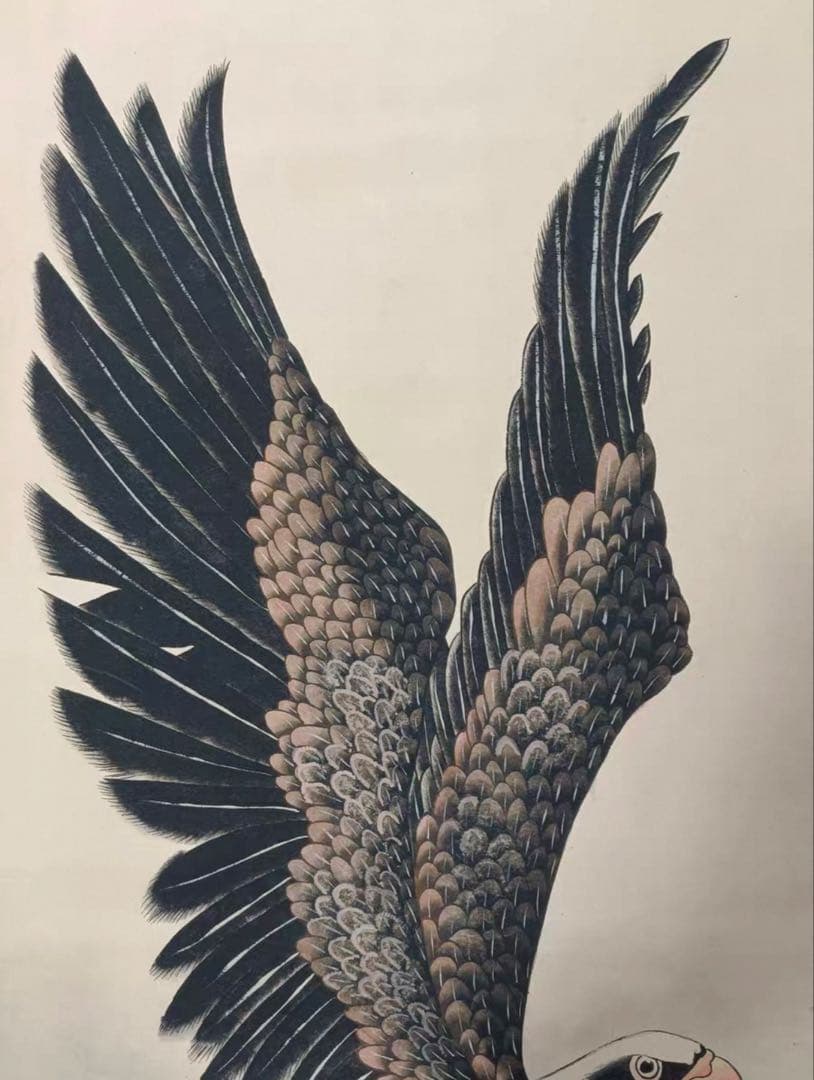 潘天寿 作 大展宏図 掛軸 証書 中堂 防偽印あり 飾り 70×173cm