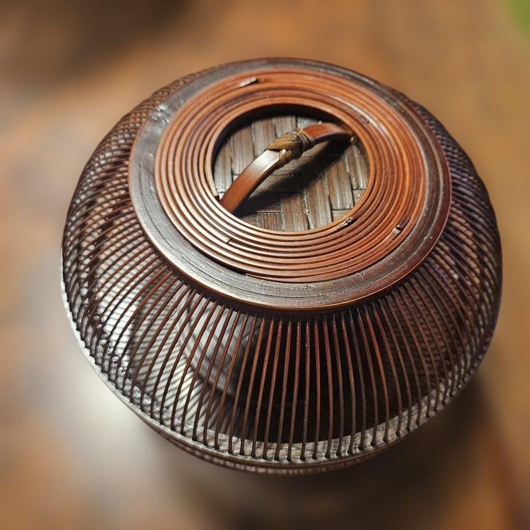 駿河　然林房　竹千筋細工　菓子器