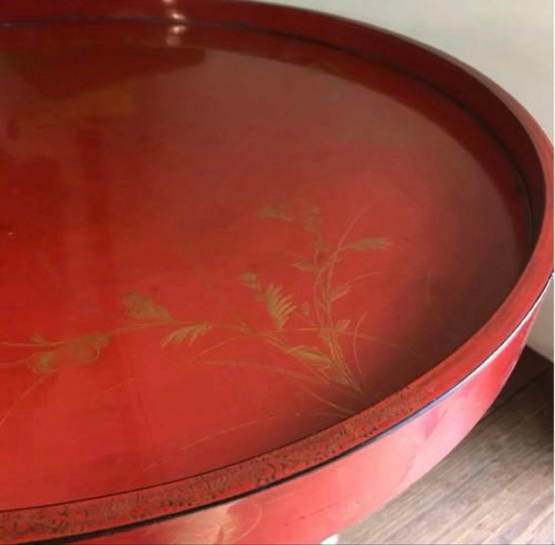 骨董　漆塗り　金彩　蒔絵　ちゃぶ台　飾り台　当時物　古道具　テーブル　脚取り外し