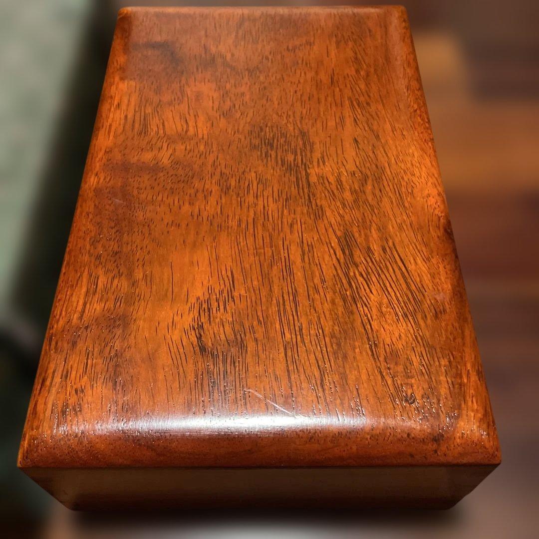 カリン木製文箱 、硯箱、箱付き