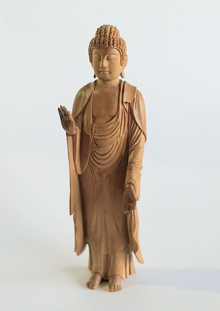 阿弥陀如来立像 4寸 像のみ #657 ◆白檀 木彫 仏像