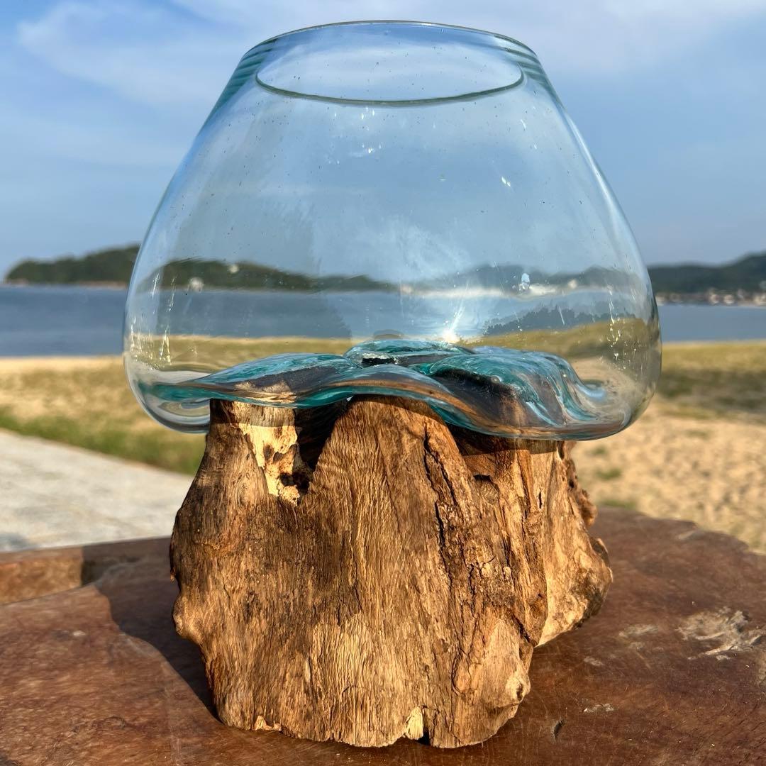流木ガラスオブジェ特大F 花瓶 金魚鉢 テラリウム フラワーポット 水槽 アート