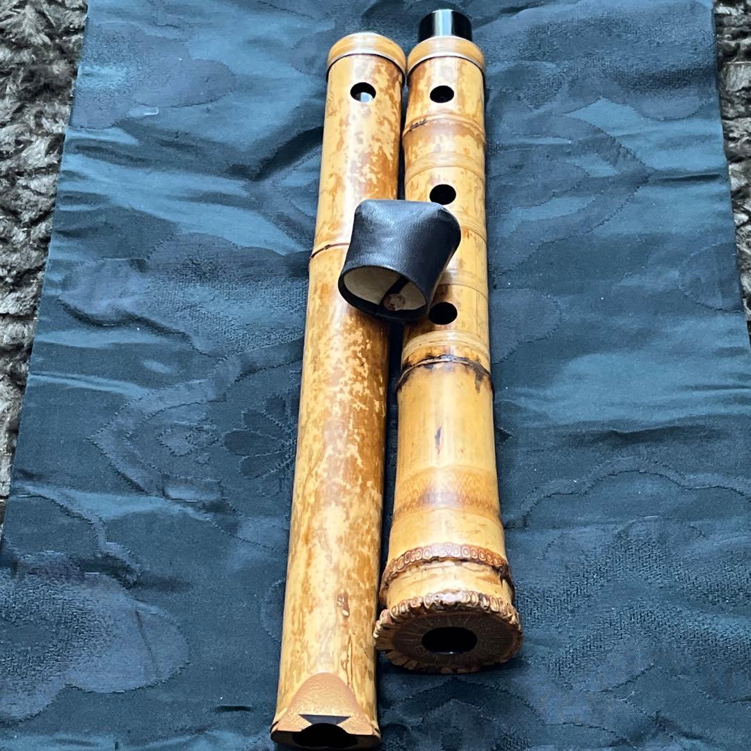 尺八 琴古流 在銘 中継ぎ緩み無し ２尺管 中継ぎ籐巻き銀三線 音出し確認済