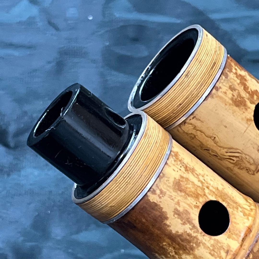 尺八 琴古流 在銘 中継ぎ緩み無し ２尺管 中継ぎ籐巻き銀三線 音出し確認済